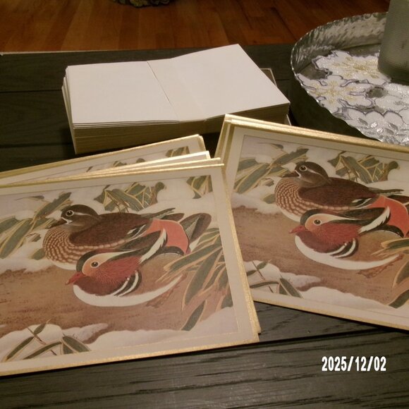 24 Caspari CHRISTMAS Cards Vintage Best Wishes 2 BIRDS KOIZUMI TSUCHOKA #16208 - Picture 2 of 6